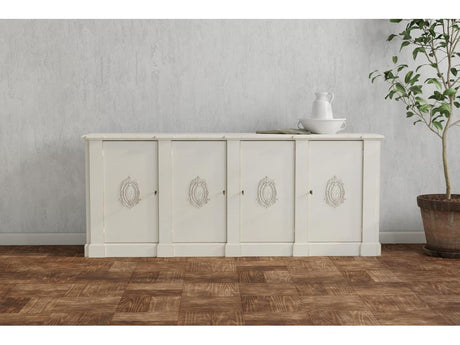 Crested White Wall Cabinet - Ornate Home