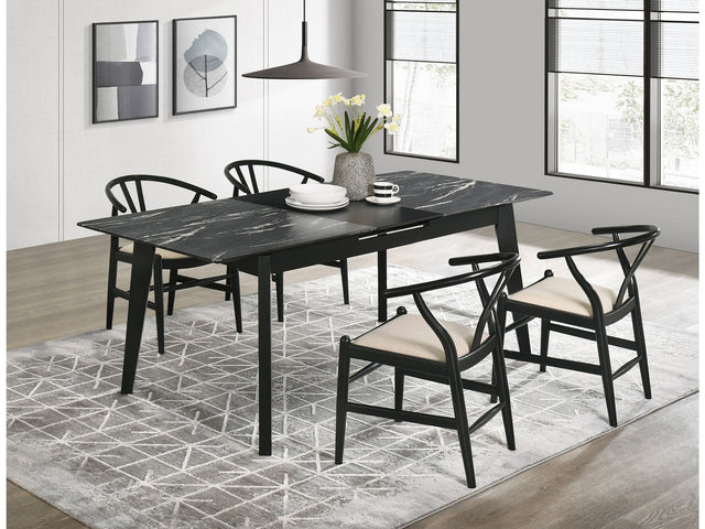 Crestmont Black 5-piece Extension Leaf Dining Table Set - Ornate Home