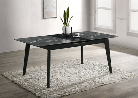 Crestmont Black Faux Marble Dining Room Table - Ornate Home