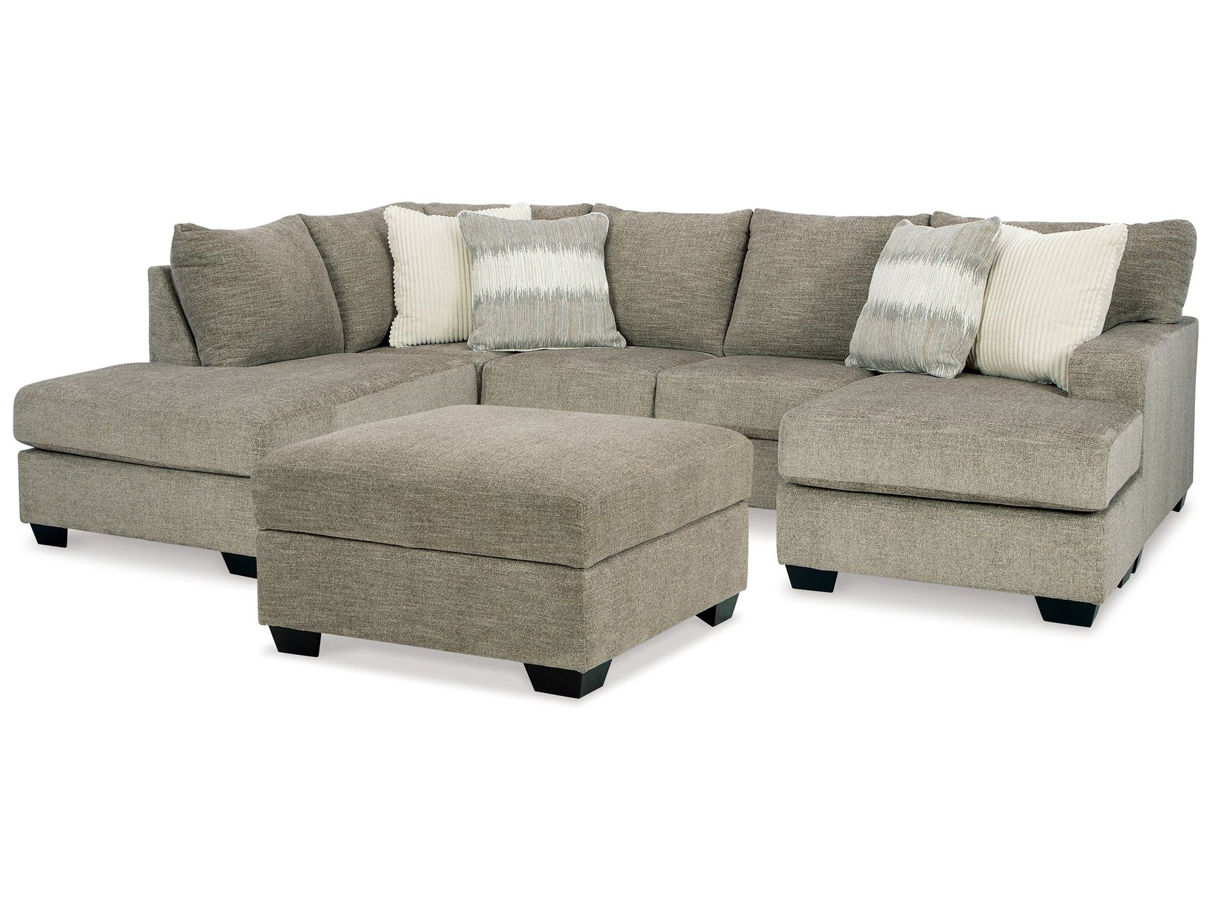 Creswell Linen 2-Piece Sectional with Chaise and Ottoman - Ornate Home