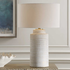 Crimp White Ribbed Table Lamp - Ornate Home