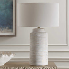 Crimp White Ribbed Table Lamp - Ornate Home