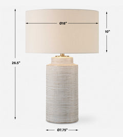 Crimp White Ribbed Table Lamp - Ornate Home