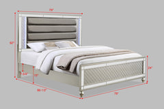 Cristian Champagne King LED Upholstered Panel Bed - Ornate Home
