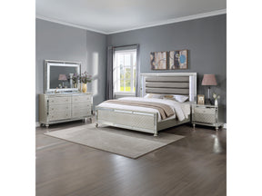 Cristian Champagne LED Upholstered Panel Bedroom Set - Ornate Home