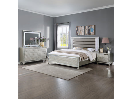 Cristian Champagne LED Upholstered Panel Bedroom Set - Ornate Home