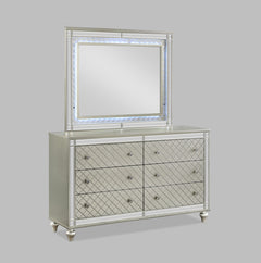 Cristian Champagne LED Upholstered Panel Bedroom Set - Ornate Home