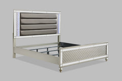 Cristian Champagne Queen LED Upholstered Panel Bed - Ornate Home