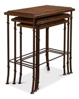 Croc Brown Leather Nesting Tables (Set of 3) - Ornate Home