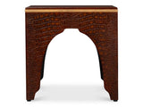 Croco Embossed Brown Leather Stool - Ornate Home