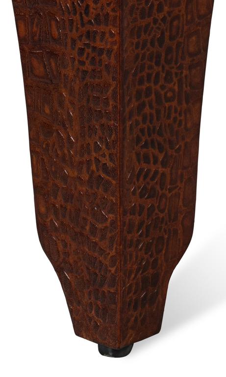 Croco Embossed Brown Leather Stool - Ornate Home