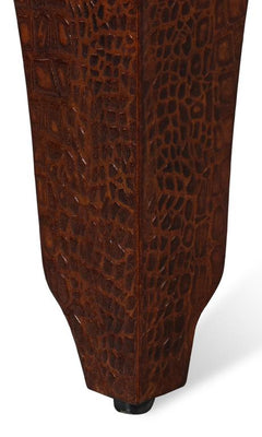 Croco Embossed Brown Leather Stool - Ornate Home