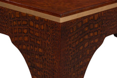 Croco Embossed Brown Leather Stool - Ornate Home