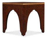Croco Embossed Brown Leather Stool - Ornate Home