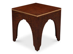 Croco Embossed Brown Leather Stool - Ornate Home