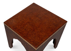 Croco Embossed Brown Leather Stool - Ornate Home