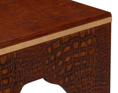 Croco Embossed Brown Leather Stool - Ornate Home