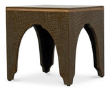 Croco Embossed Green Leather Stool - Ornate Home