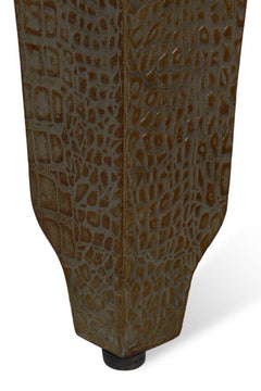 Croco Embossed Green Leather Stool - Ornate Home
