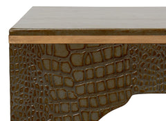 Croco Embossed Green Leather Stool - Ornate Home