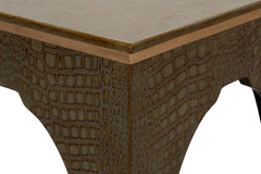 Croco Embossed Green Leather Stool - Ornate Home