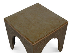 Croco Embossed Green Leather Stool - Ornate Home