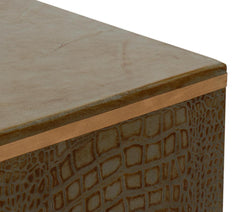 Croco Embossed Green Leather Stool - Ornate Home