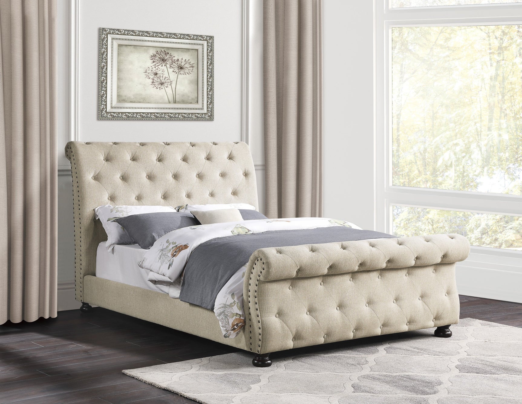 Crofton Beige Queen Bed - Ornate Home