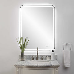 Crofton Black Lighted Large Mirror - Ornate Home