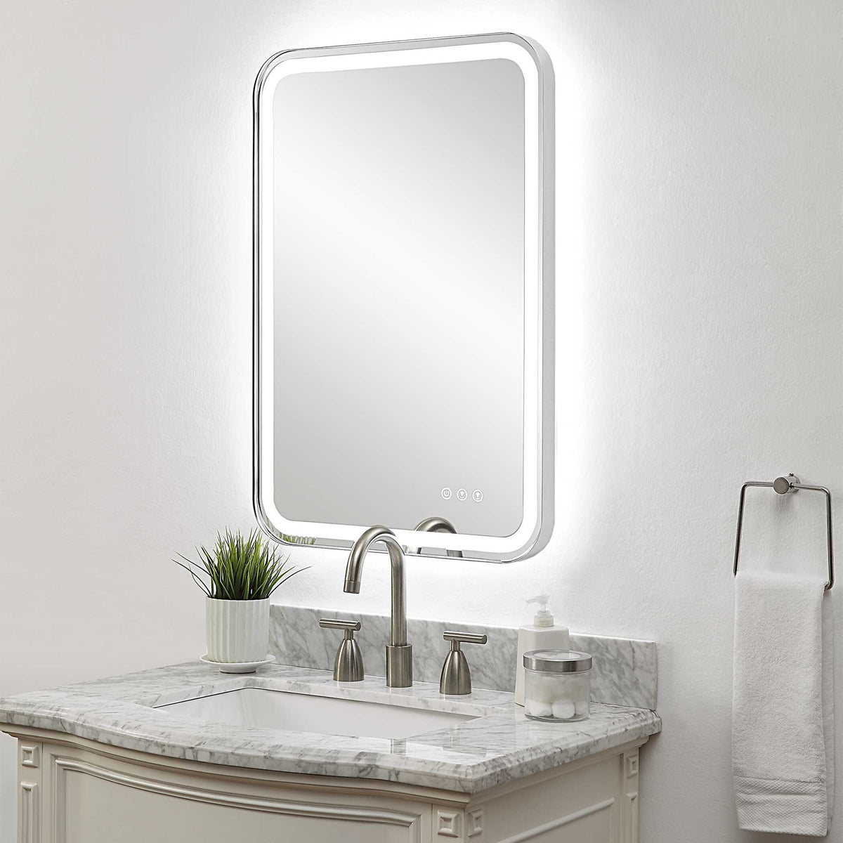 Crofton Nickel Lighted Vanity Mirror - Ornate Home