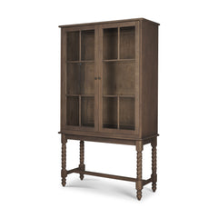 Cromwell Medium Brown Spiral Turned Display Cabinet