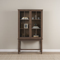 Cromwell Medium Brown Spiral Turned Display Cabinet
