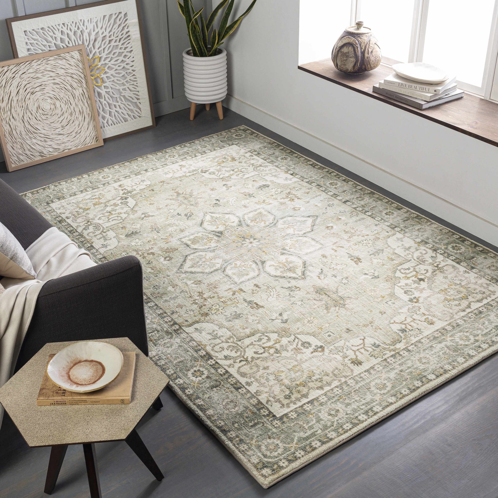 Crondall Sage Traditional Area Rug - Ornate Home