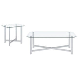 Cronin Chrome 2-piece Tempered Glass Top Coffee Table Set - Ornate Home