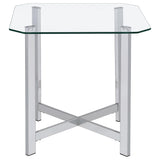 Cronin Chrome 3-piece Tempered Glass Top Coffee Table Set - Ornate Home