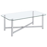 Cronin Chrome 3-piece Tempered Glass Top Coffee Table Set - Ornate Home