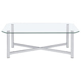 Cronin Chrome 3-piece Tempered Glass Top Coffee Table Set - Ornate Home