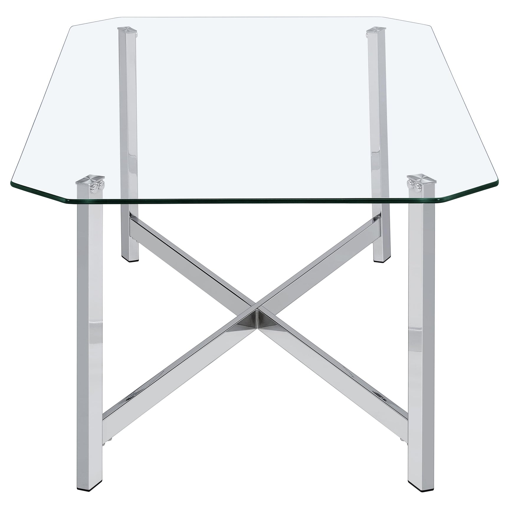 Cronin Chrome 3-piece Tempered Glass Top Coffee Table Set - Ornate Home