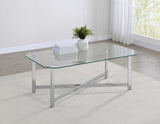 Cronin Chrome Rectangular Tempered Glass Top Cocktail Coffee Table - Ornate Home