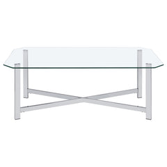 Cronin Chrome Rectangular Tempered Glass Top Cocktail Coffee Table - Ornate Home