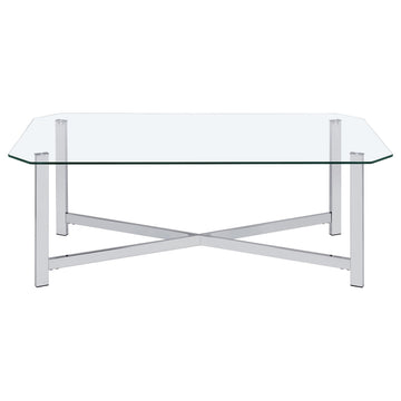 Cronin Chrome Rectangular Tempered Glass Top Cocktail Coffee Table - Ornate Home