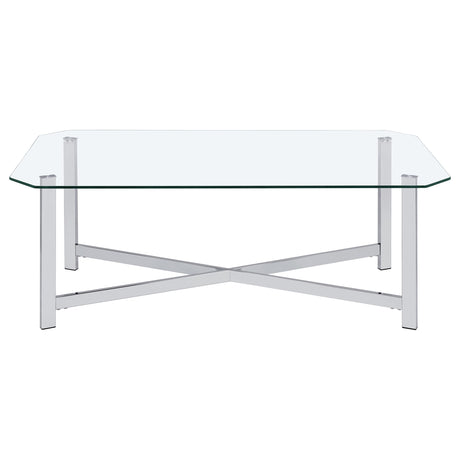 Cronin Chrome Rectangular Tempered Glass Top Cocktail Coffee Table - Ornate Home