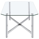 Cronin Chrome Rectangular Tempered Glass Top Cocktail Coffee Table - Ornate Home
