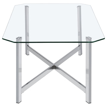Cronin Chrome Rectangular Tempered Glass Top Cocktail Coffee Table - Ornate Home