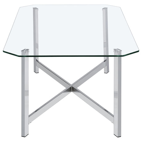 Cronin Chrome Rectangular Tempered Glass Top Cocktail Coffee Table - Ornate Home
