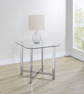 Cronin Chrome Square Tempered Glass Top Side End Table - Ornate Home