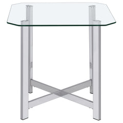 Cronin Chrome Square Tempered Glass Top Side End Table - Ornate Home