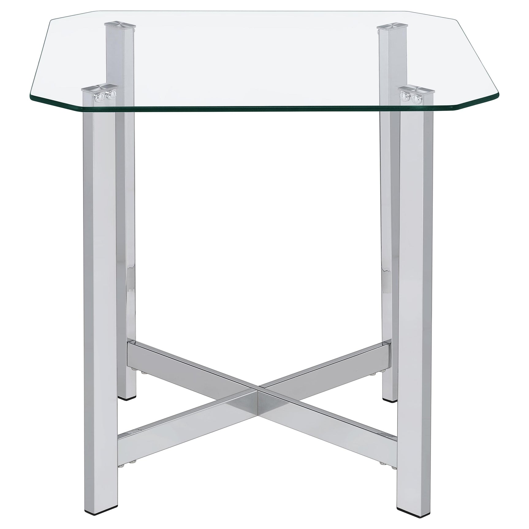Cronin Chrome Square Tempered Glass Top Side End Table - Ornate Home