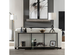 Crosby Brown/Black Travertine Console Table - Ornate Home