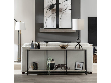 Crosby Brown/Black Travertine Console Table - Ornate Home